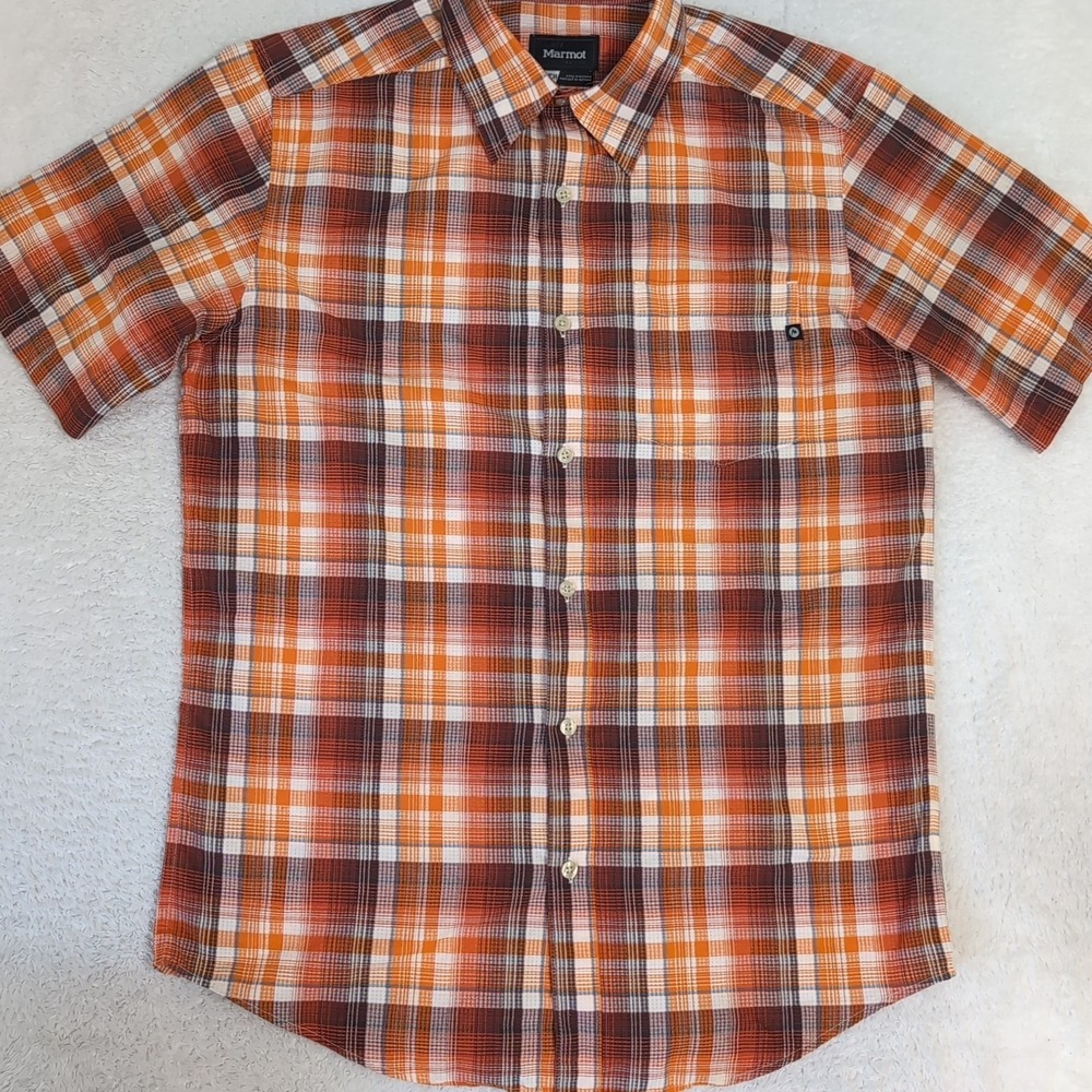 Marmot Multicolor Check Short-Sleeve Woven Shirt‎ Lightweight Men's Sm Nylon - Picture 4 of 10